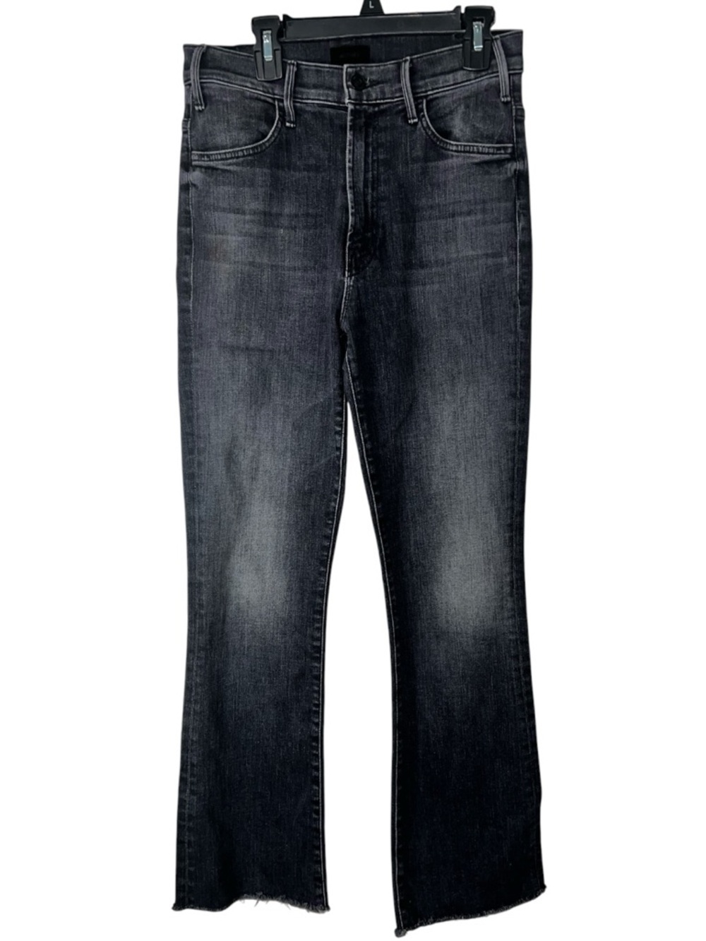MOTHER The Hustler Ankle Fray Jeans Nightowl Gray High Rise Bootcut Raw Hem 27 - Picture 4 of 13